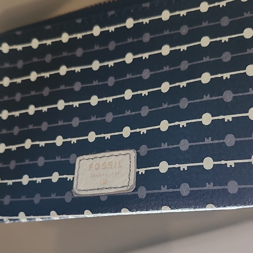 Fossil Navy and Cream Patterned Clutch